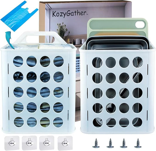 Plastic Bag Holder (2sets/Pack) Grocery Bag Holder Dirty Clothes Basket and Kitchen Organizer.…