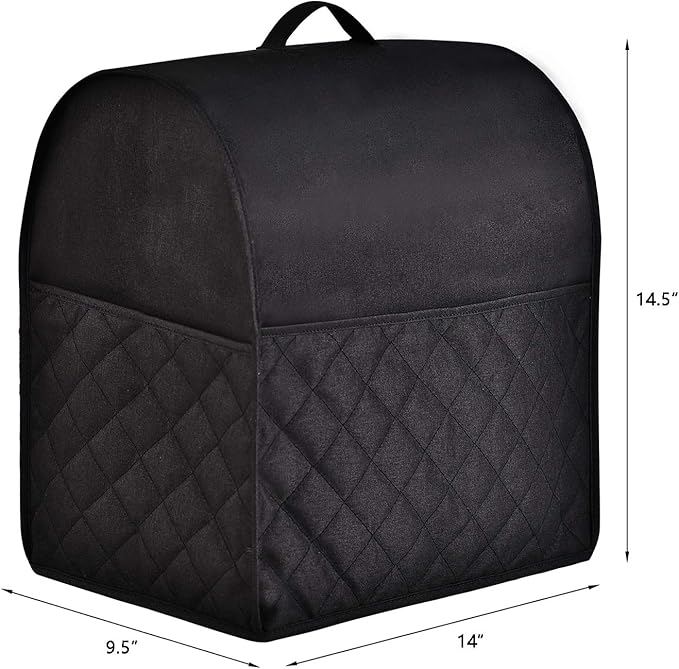 Stand Mixer Dust-proof Cover for KitchenAid Mixer，Multi Pockets for Various Kitchen Appliance Accessories，Water-resistant，Easy Cleaning (Black, Fit for Tilt Head 4.5-5 Quart)