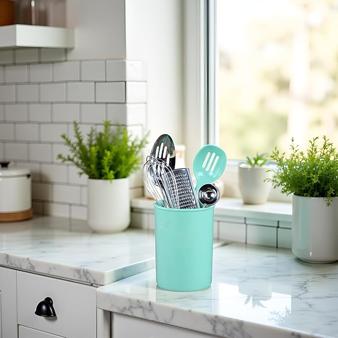 Reston Lloyd Calypso BasicsMultipurpose Cookware Storage Crock, Kitchen Countertop & Office Desk Organization, Durable & Food Safe BPA-Free Plastic, Seafoam