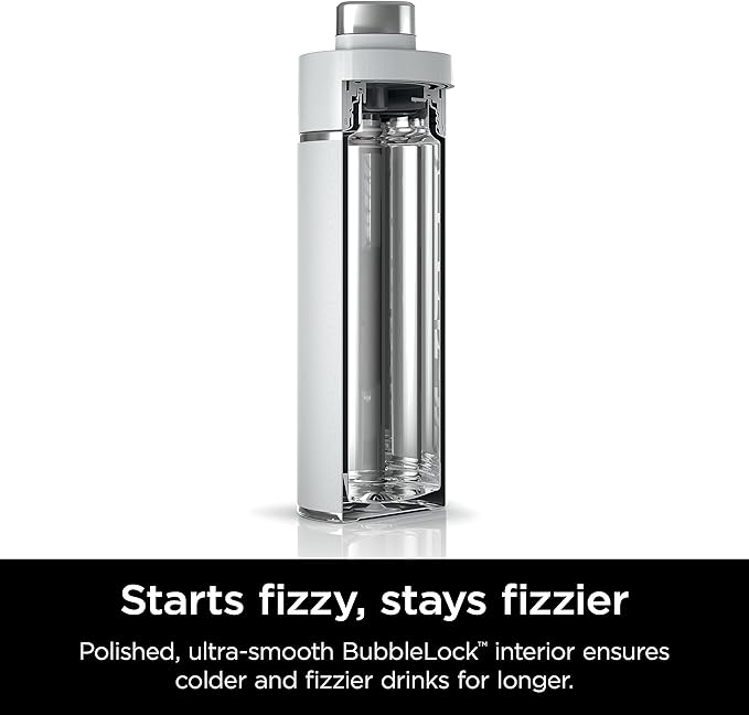 Ninja Thirsti 18oz Travel Water Bottle, For Carbonated Sparkling Drinks, Colder and Fizzier Longer, Leak Proof, 24 Hrs Cold, Dishwasher Safe, Stainless Steel Insulated Tumbler, Cloud White, DW1801WH