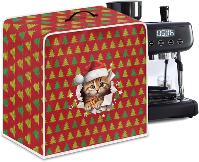 Christmas Cat Coffee Maker Waterproof Small Appliance Cover - Image 4
