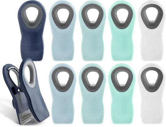 COOK WITH COLOR Bag Clips with Magnet- Food, Chip and Bag Clips for Food Storage with Airtight Seal Grip for Bread Bags, Snack Bags and Food Bags (Blue Ombre, Pack of 10)