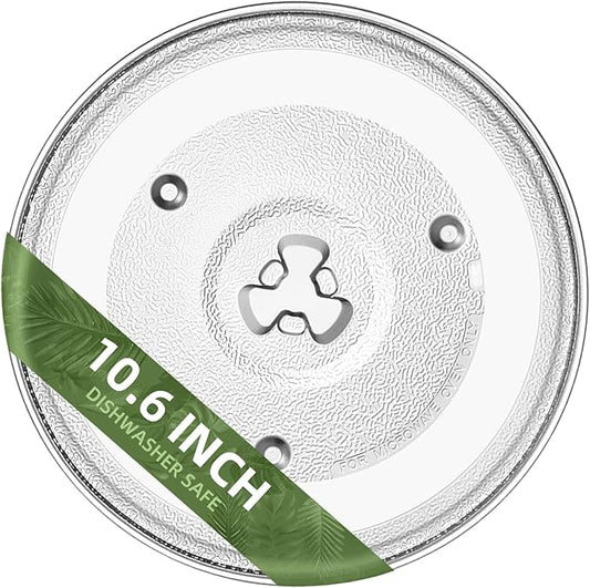 10.6" Microwave Glass Turntable Compatible with Hamilton Beach P90D23AL-R1, GE WB48X26755, 10 5/8 inch Replacement Microwave Glass Plate for Whirlpool WPW10551236