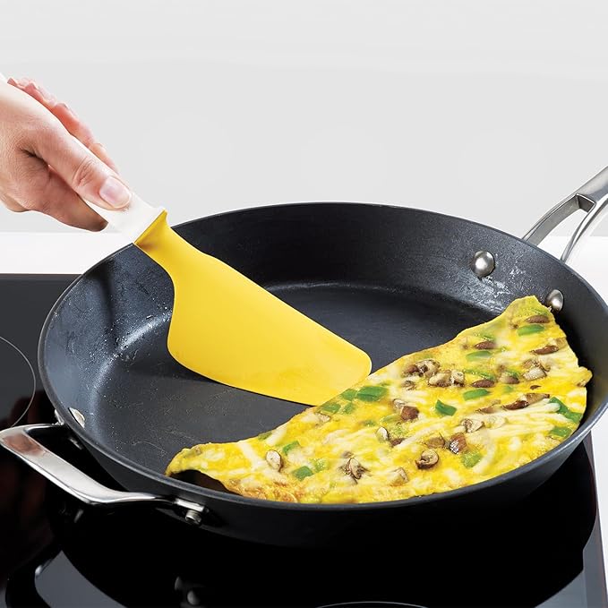 Joseph Joseph Silicone Elevate Egg Spatula with Integrated Tool Rest, White/Yellow
