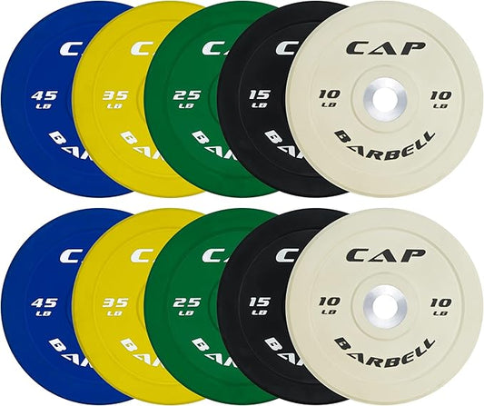 CAP Barbell 2-Inch Olympic Bumper Plate Weight Set with 6 Post Rack | 100-370 lbs | Multiple Options