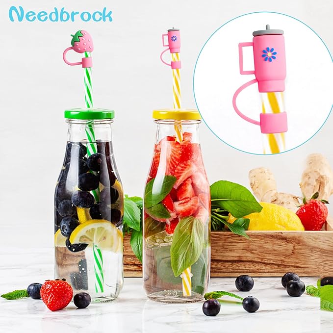 8 PCS Straw Cover, Straws Toppers for Stanley 30&40 Oz Tumbler, Straw Caps in Various Shapes Silicone Covers Cap for 0.4 Inch/10 mm Tips (Mixed Style)