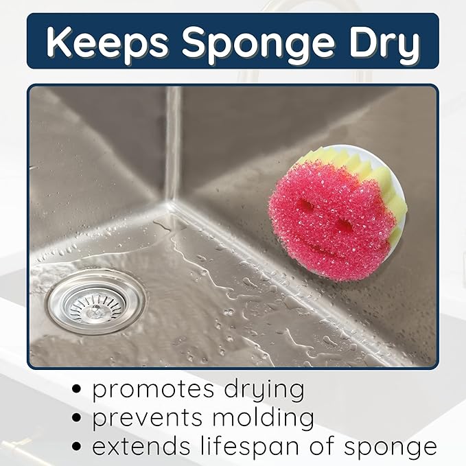 BeraTek Scrub Daddy Sponge Holder for Kitchen Sink - Stop Soggy Sponges, In Sink Sponge Holder with Suction Cup - Sponge Daddy Caddy, Scrub Mommy Compatible - Black, 1 Pack