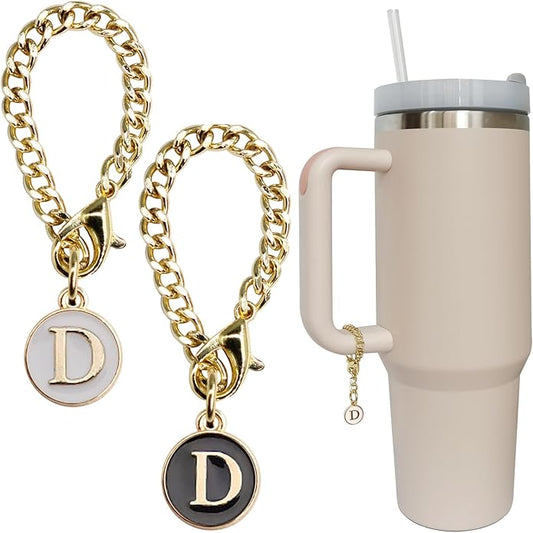Letter Charm Accessories for Stanley Cup 2PCS Initial Name ID Personalized Handle Charm for Stanley Tumbler
