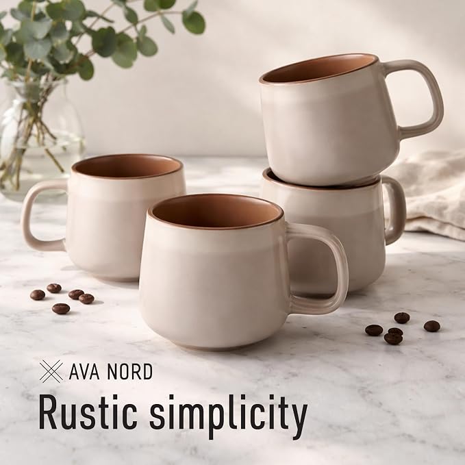 Ava Nord Ceramic Coffee Mugs Set of 4 | 12 oz Stoneware Coffee Cups | Lead-Free - Image 7