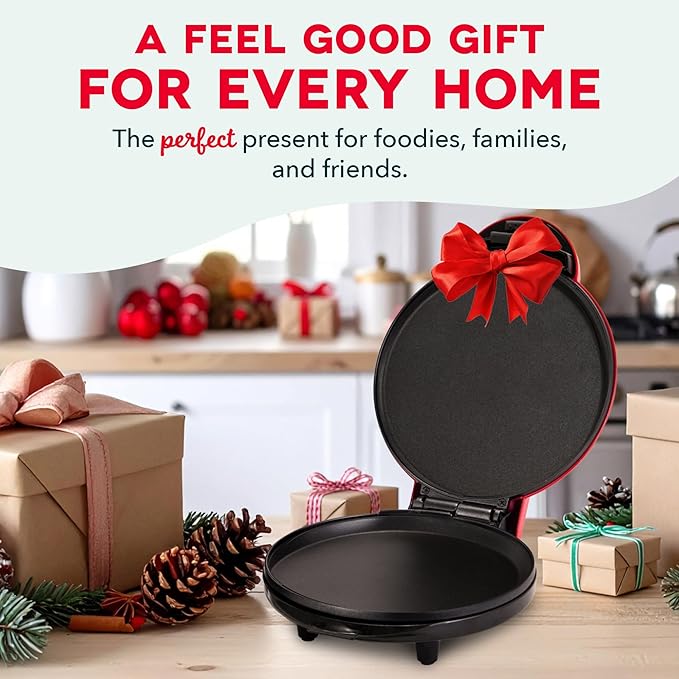 DASH 8” Express Electric Round Griddle for for Pancakes, Cookies, Burgers, Quesadillas, Eggs & other on the go Breakfast, Lunch & Snacks - Red
