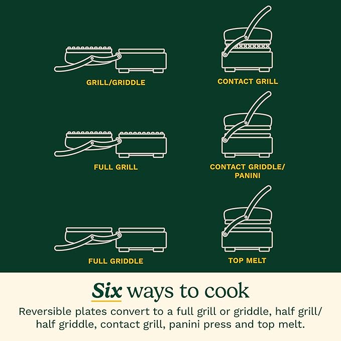Cuisinart 6-in-1 Elite Griddler, Electric Grill, Griddle & Top Melt, 500°F Temperature Sear Function, LCD Screen, Dishwasher-Safe Cooking Plates, GR-300WSP1, Stainless Steel