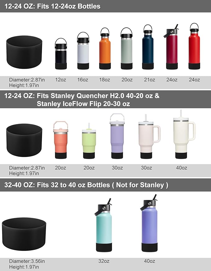 CHEETAH Protective Boot for Hydroflask Water Bottle 12oz - 40oz, BPA Free Bottom Silicone Sleeve Cover, Compatible with All Water Bottles with Bottom Width of 2.87-3.56in