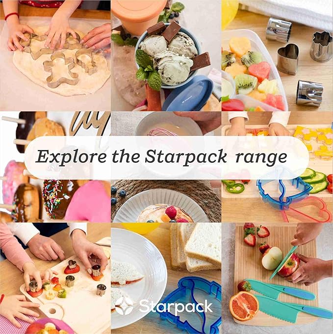 Starpack 'Finger Loving' Kid Safe Kitchen Knife Set of 3 - Kids Knife Set for Real Cooking - Serrated Edges Toddler Knife Sets for 3+ Year Olds - Montessori Knife Sets - BPA-Free Nylon Knives for Kids