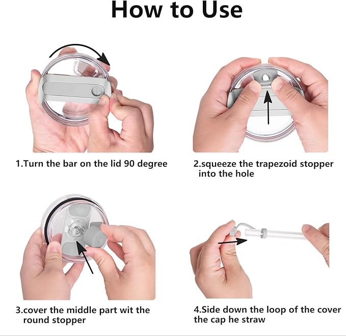 Silicone Spill Stopper Set Compatible with Stanley Cup 2.0 30oz & 40oz with Straw Cover, Set of 4