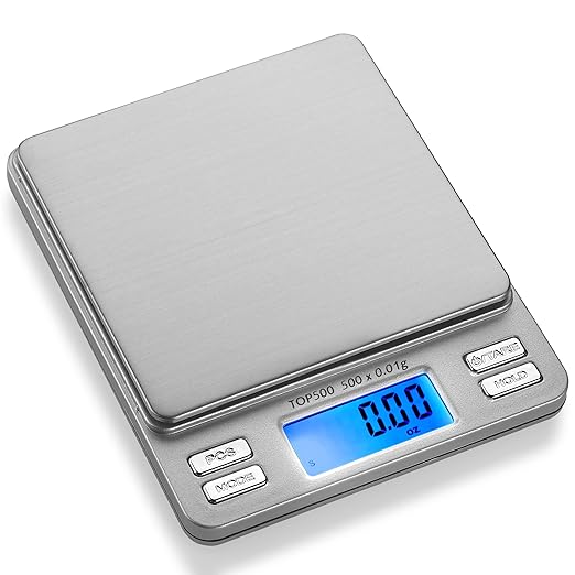Smart Weigh Digital Pro Pocket Scale 500g x 0.01 Grams Precise Weighing Professional Weight Food Ounces & Grams Mini Kitchen Jewelry Portable Herb Pocket Scale, Hold and Counting Function Back-Lit LCD