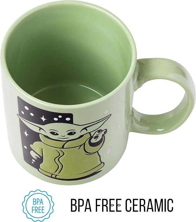 Silver Buffalo Star Wars Mandalorian Child Star Wars Wax Resist Ceramic Mug, 20 Ounces