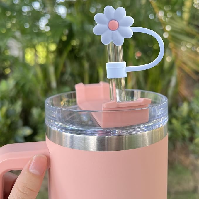 Velaco 7pc 0.4in/10mm Silicone Straw Covers - Compatible with Stanley 20-40 Oz Cup, Dust-Proof Straw Caps for Water Bottle