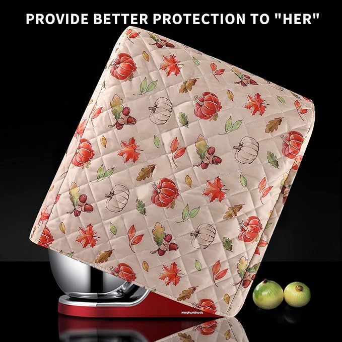 Kitchen Aid Mixer Cover,Mixer Cover with Maple Leaf Pumpkin Print Compatible With 5-8 Quart Kitchenaid Hamilton Mixers,Kitchen Aid Covers for Stand Mixer,Kitchen Aid Mixer Assecories,Fall Decor