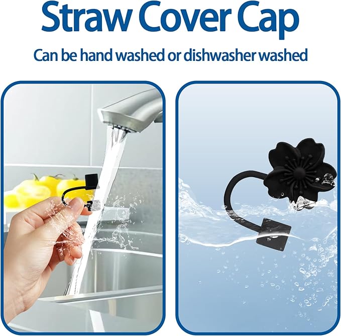 6Pcs Straw Covers Cap Compatible with Stanley Cup 30-40 oz Tumbler，10mm Silicone Straw Toppers