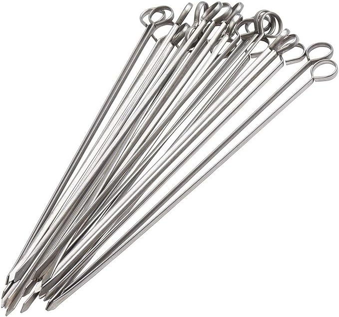 Blue Donuts 24 Pack Kabob Skewers for Grilling 12 Inch - BBQ Grill Grilling Accessories, Stainless Steel, Pack of 24
