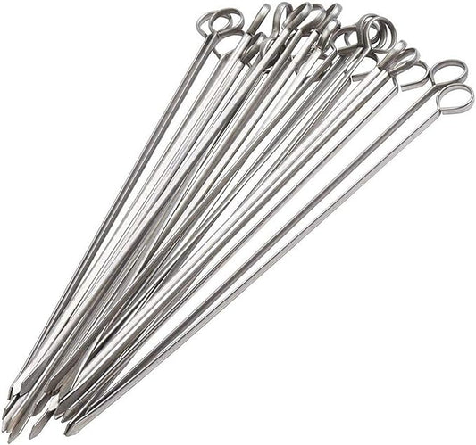 Blue Donuts 24 Pack Kabob Skewers for Grilling 12 Inch - BBQ Grill Grilling Accessories, Stainless Steel, Pack of 24