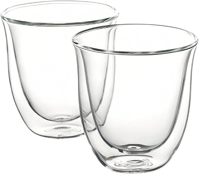 DeLonghi Thermal Espresso Glasses (Set of 2) and Cappuccino Glasses (Set of 2) Bundle