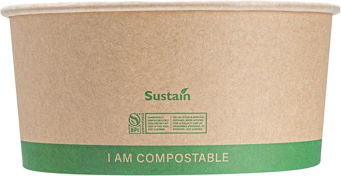 Restaurantware Paper Food Containers 200 Pack Of 44 oz Disposable Round Kraft Salad Bowls Sustainable Stackable Greaseproof Meal Prep Take Out Containers For Ice Creams, Soups, Snacks And Desserts