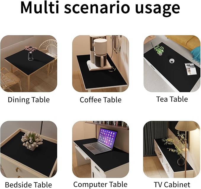 Leather Table Cover,1.8mm Thick,36x60 Inch Table Protector,Table Protector for Dining Room Table,Dining Table Cover,Table Cover Protector,Protector para Mesa De Comedor(Black+Gray,36x60)