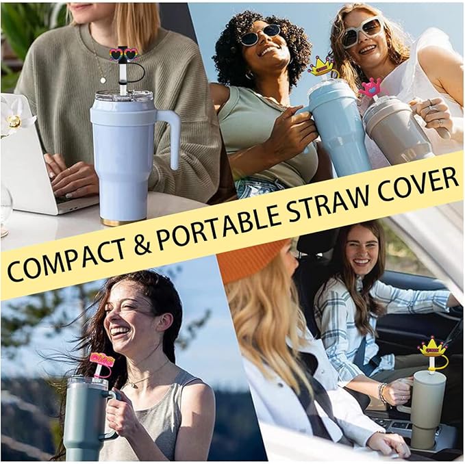 Straw Cover Cap for Stanley Cup,Straw Topper Compatible for 30&40 Oz Tumbler with Handle,10mm 0.5in Dust-Proof Reusable Straw Tips Lids,Straw Tip Covers for Christmas Gifts