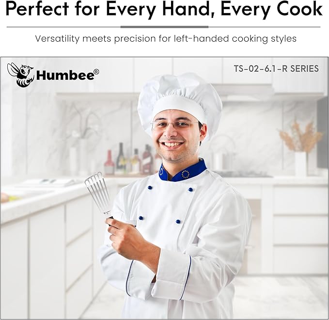 6 Inches Fish Turner, Slotted Fish Spatula Dishwasher Safe NSF (Left Hand), Shovel Black