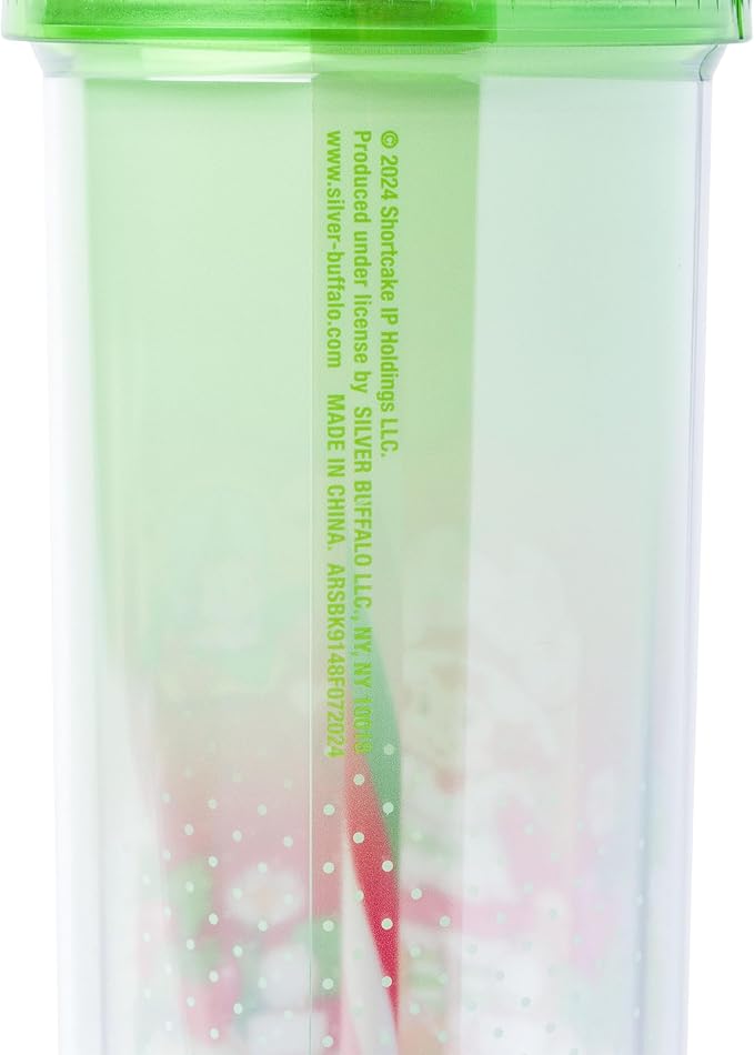 Silver Buffalo Strawberry Shortcake Strawberry House Plastic Tall Cold Cup with Lid and Straw, 20 Ounces