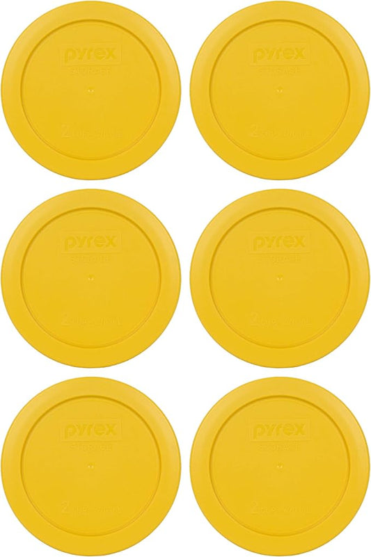 Pyrex 7200-PC 2-Cup Butter Yellow Food Storage Replacement Lid (6-Pack) - Made in USA