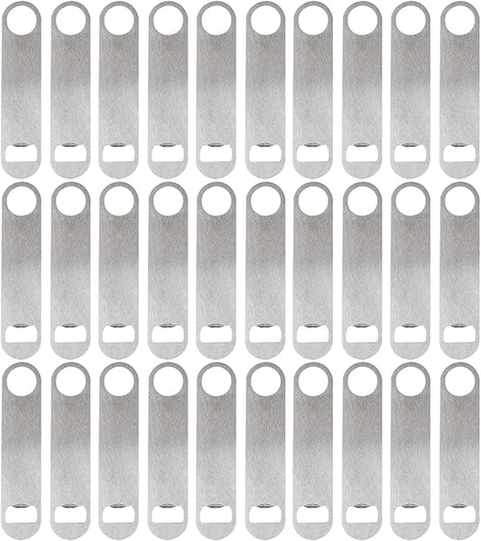 30 Pcs Flat Bottle Opener 7 Inch Stainless Steel Beer bottle Openers Heavy Duty Bar Blade Solid Bottle Cap Opener Funny Bartender Bottle Opener for Kitchen Restaurant Party Supplies,Silver
