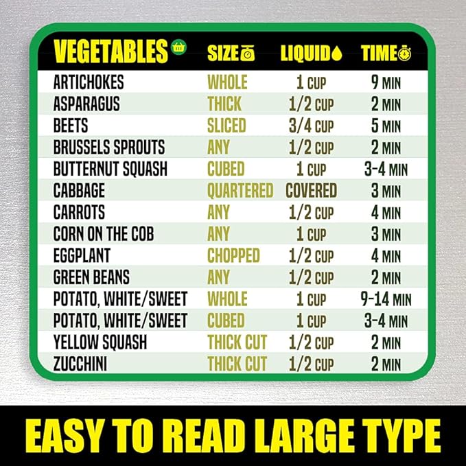 Instant Pot Magnetic Cheat Sheet - Extra Large Easy to Read 8.5” x 11” Pressure Cooker Kitchen Accessory - Instapot Cooking Times Quick Reference Guide Fridge Magnet - Cook Healthy & Tasty Meals Fast