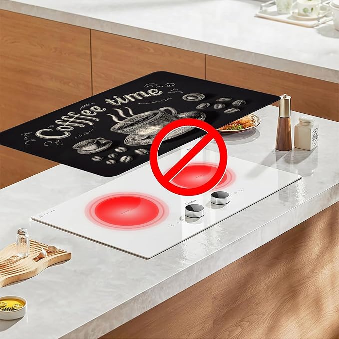Coffee Time Stove Top Cover 28.3 x 20.5 Inches, Heat Resistant Glass Stove - Image 7