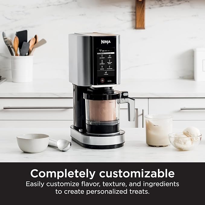 Ninja CREAMi Ice Cream Maker for Gelato, Mix-ins, Milkshakes, Sorbet, Smoothie Bowls, 7 One-Touch Programs, with (2) Pint Containers & Lids, Compact Size, Perfect for Kids, Blueberry Mint, NC301MT