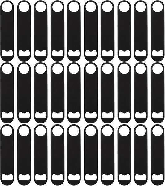 30 Pcs Flat Bottle Opener 7 Inch Black Stainless Steel Beer bottle Openers Heavy Duty Bar Blade Solid Bottle Cap Opener Funny Bartender Bottle Opener for Kitchen Restaurant Party Supplies