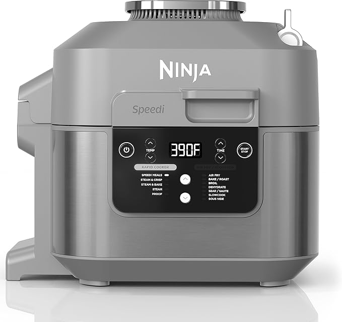 Ninja SF301 Speedi Rapid Cooker & Air Fryer, 6-Quart Capacity, 12-in-1 Functions to Steam, Bake, Roast, Sear, Sauté, Slow Cook, Sous Vide & More, 15-Minute Speedi Meals All In One Pot, Sea Salt Gray