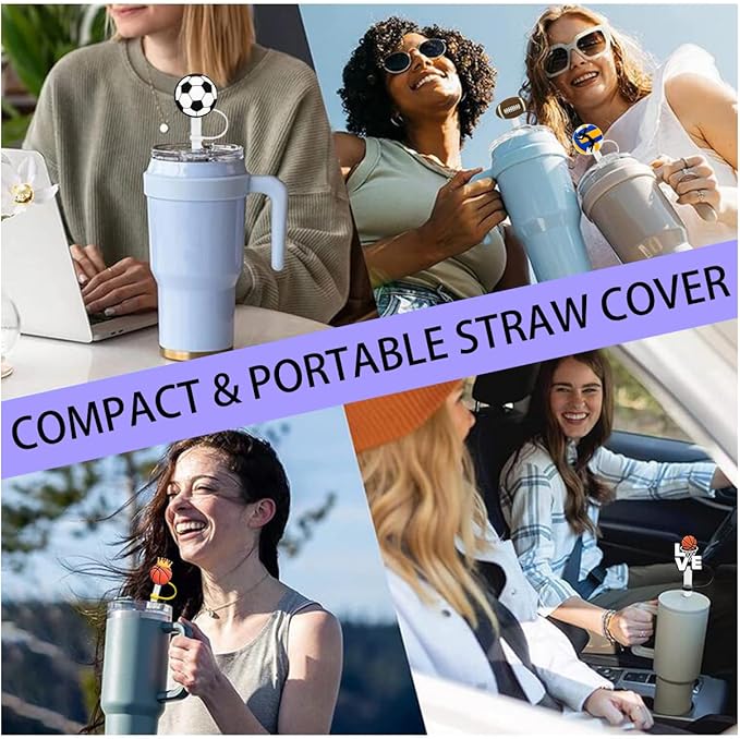 Straw Cover Cap for Stanley Cup,Straw Topper Compatible for 30&40 Oz Tumbler with Handle,10mm 0.7in Dust-Proof Reusable Straw Tips Lids,Straw Tip Covers for Christmas Gifts