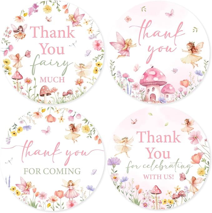 Serencatcher 10 Sheets Fairy Party Thank You Stickers, Fairy Themed Party by Serencatcher