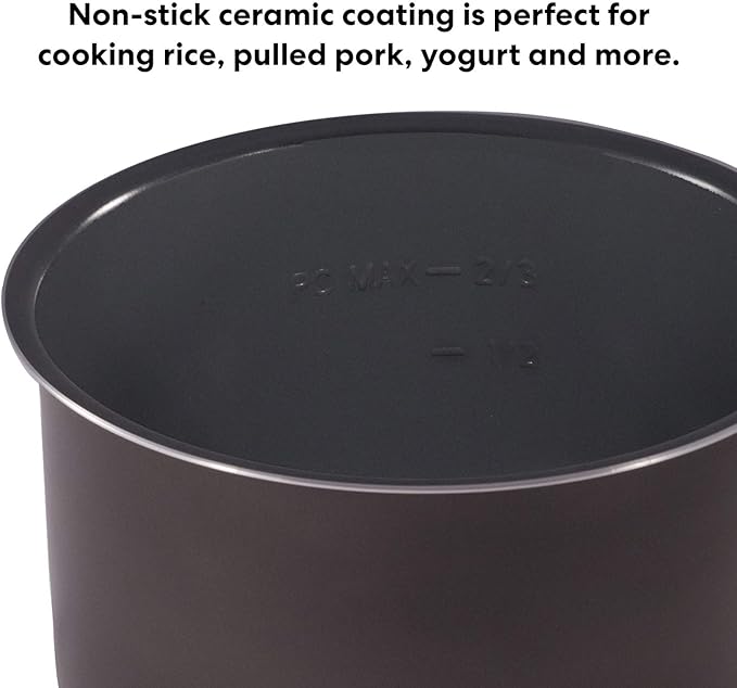 Instant Pot Ceramic Inner Slow Cooking Pot 6-Qt, Non-Stick Coated Interior, Rice Cooker