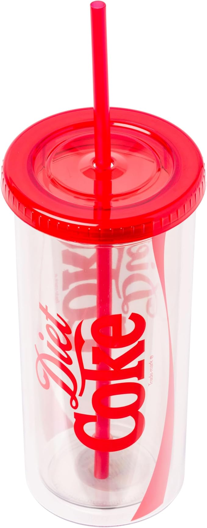 Silver Buffalo Coca Cola Diet Coke Plastic Tall Cold Cup with Lid and Straw, 20 Ounces