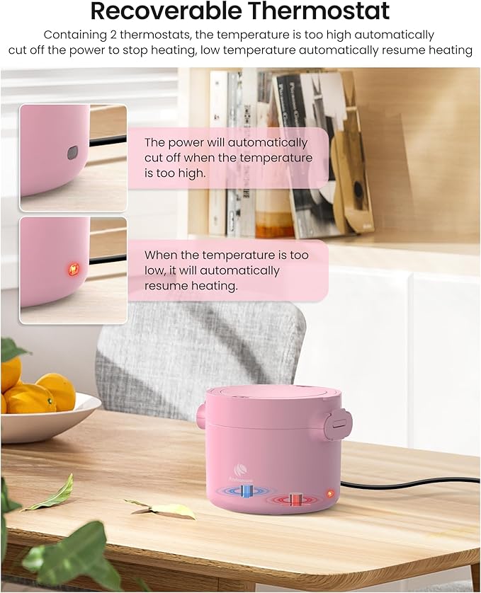 Portable Electric Lunch Box,Food Warmer Cooker,12/24/110V Heated Lunch Box for Car/Truck/Office- Ideal for Men & Women Gifts,100W Mini Portable Food Warmer Heater,Warming Soup & Meal,Smart Keep Warm