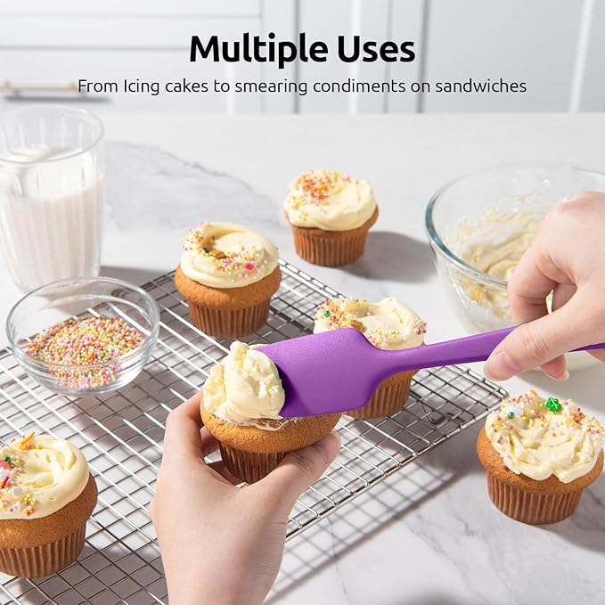 High Heat Resistant Silicone Spatula: U-Taste 600ºF Hot-Proof Food Grade Rubber Kitchen Baking Scraper, Flexible and Sturdy Cooking Utensil for Mixing Scraping in NonStick Cookware (4PCS, Multicolors)