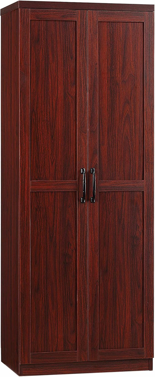 HOMCOM 63" 2-Door Kitchen Pantry, Freestanding Storage Cabinet with 5-Tier Shelving and 2 Adjustable Shelves for Dining Room, Espresso