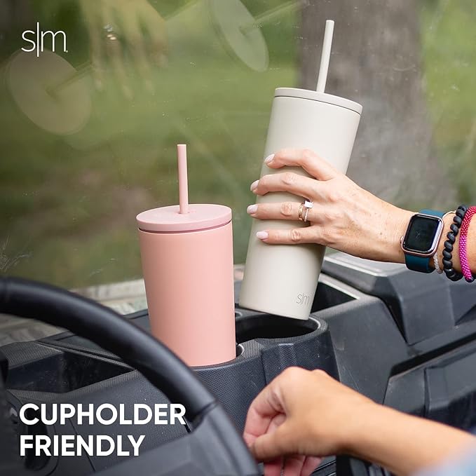 Simple Modern Insulated Tumbler with Lid and Straw | Iced Coffee Cup Reusable Stainless Steel Water Bottle Travel Mug | Gifts for Women Men Her Him | Classic Collection | 20oz | Carrara Marble