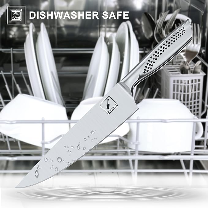 imarku Knife Set, 16PCS High Carbon Stainless Steel Kitchen Knife Sets with Block Ultra Sharp Knife Block Set, Japanese Knife Set with Dotted Non-slip Ergonomic Handle, Dark Brown, Best gifts