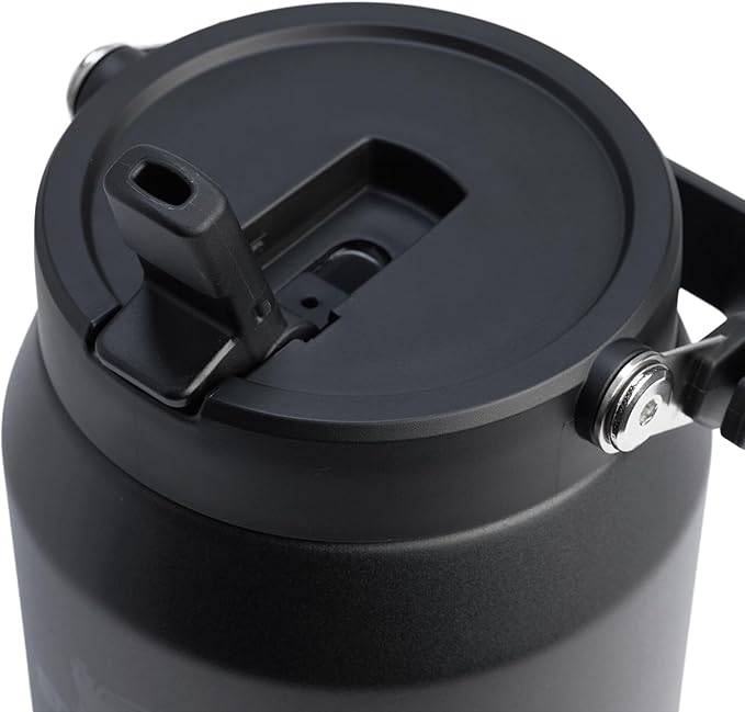 STANLEY IceFlow 2.0 Flip Straw Jug with Handle 64 oz | Twist On Lid and Flip Up Straw | Leakproof for Travel and Sports | Insulated Stainless Steel | BPA-Free | Black 2.0