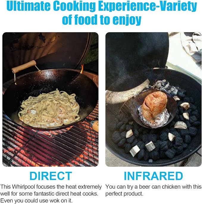 BBQ Whirlpool for Weber Kettle 22/26.75 WSM Smokey Mountain,XL Kamado,XL Big Green Egg,Stainless Steel Barbecue Charcoal Grill