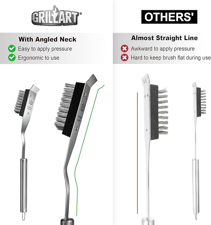 GRILLART Grill Brush and Scraper, Wire BBQ Grill Brush for Outdoor Grill, 16.5” Grill Cleaning Brush BBQ Grill Accessories, Safe Grill Cleaner Brush-Ideal Gift for Men/Dad BBQ Brush for Grill Cleaning
